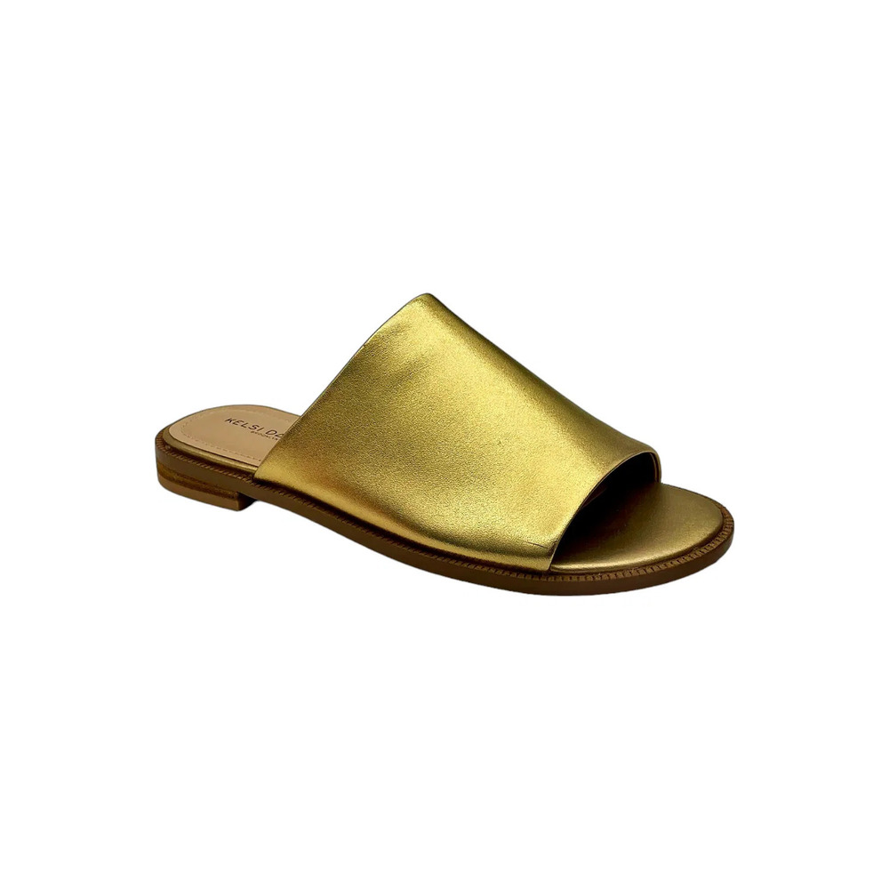 Kelsi Dagger Leather Slide Sandals Ruthie Gold - Medium